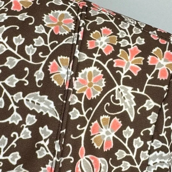J. McLaughlin Tavia Shift Dress Long Sleeve Pockets Medium Brown & Pink Floral - Picture 6 of 14